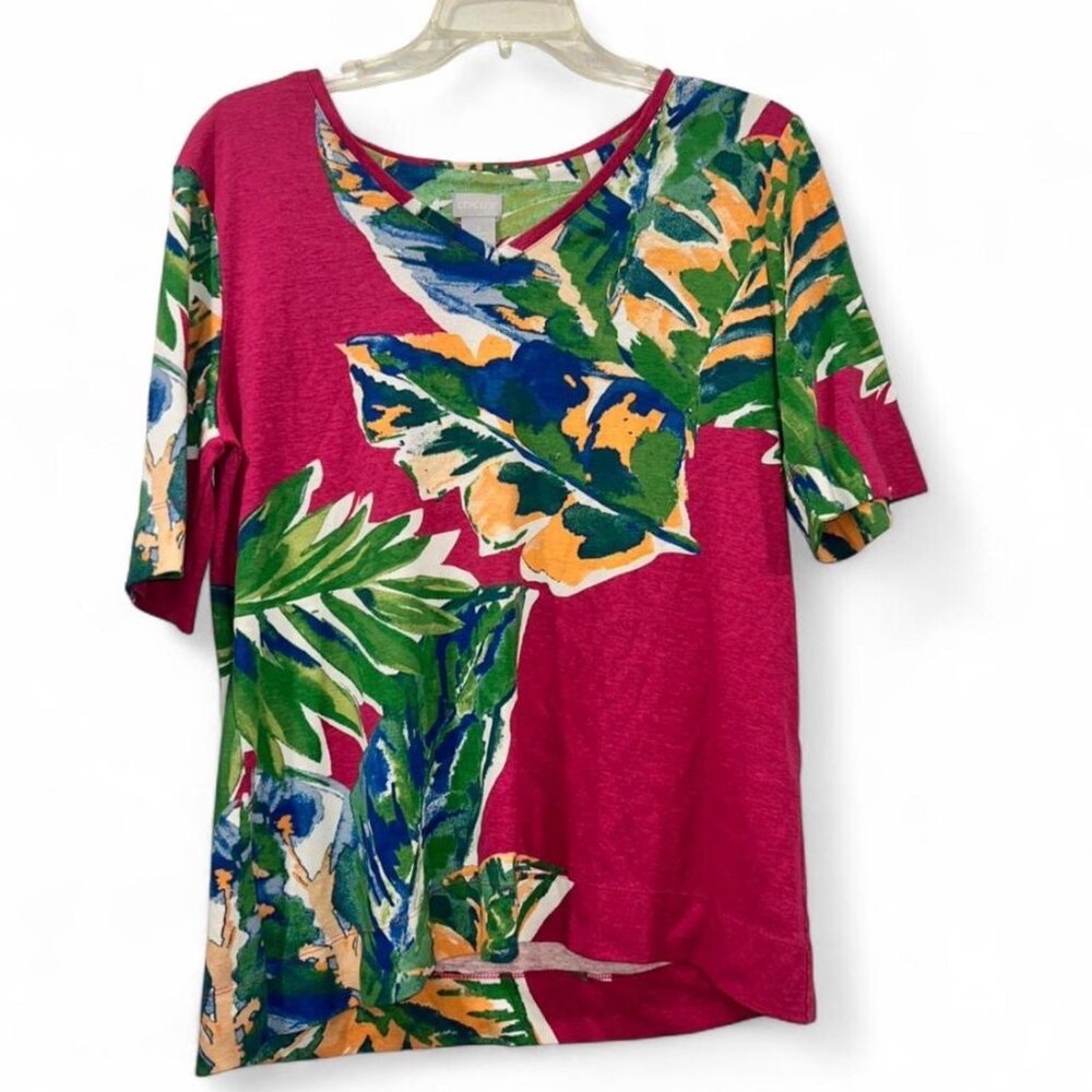 Chico's Multicolor Tropical Print Top Women's Large